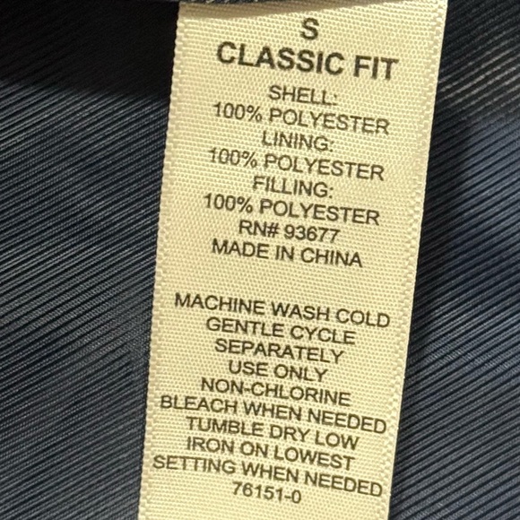 Stafford Mens Small Quilted Classic Fit Navy Vest W/Brown Trim Full Zip - NWT - Picture 3 of 5